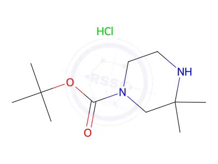 Chemical structure of tert-Butyl 3,3-dimethylpiperazine-1-carboxylate hydrochloride