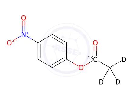 Chemical structure of p-Nitrophenyl Acetate-13C,d3