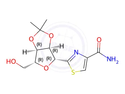 Chemical structure of 2-[2,3-O-(1-Methylethylidene)-β-D-ribofuranosyl]-4-thiazolecarboxamide