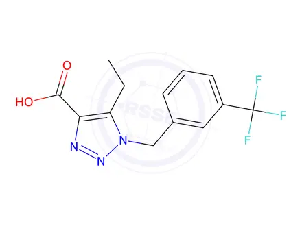 Chemical structure of 5-ethyl-1-[3-(trifluoromethyl)benzyl]-1H-1,2,3-triazole-4-carboxylic acid
