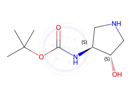 Chemical structure of (3S,​4S)​-​4-​Hydroxy-​3-​pyrrolidinyl Carbamic Acid 1,​1-​Dimethylethyl Ester
