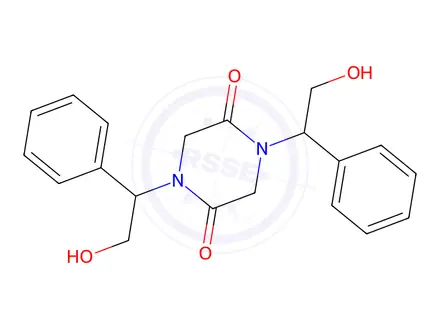 Chemical structure of 1,4-Bis-(2-hydroxy-1-phenylethyl)piperazine-2,5-dione