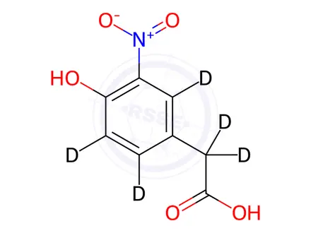 Chemical structure of 4-Hydroxy-3-Nitrophenylacetic acid-d5