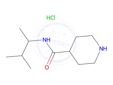 Chemical structure of n-(3-Methylbutan-2-yl)piperidine-4-carboxamide hydrochloride