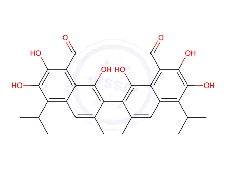 Chemical structure of R-(-)-Gossypol Acetic Acid Impurity 2 ((S)-(+)-Gossypol)