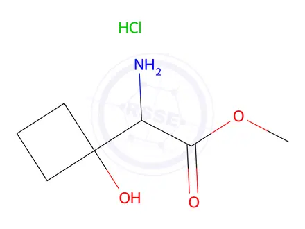Chemical structure of Methyl 2-amino-2-(1-hydroxycyclobutyl)acetate hydrochloride
