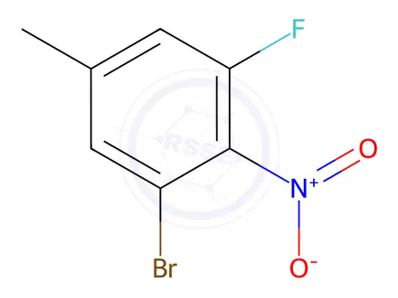 Chemical structure of Benzene, 1-bromo-3-fluoro-5-methyl-2-nitro-
