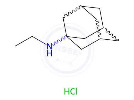 Chemical structure of 1-(1-Aminoethyltricyclo-(3,3,1,1)[3,7]-decane)hydrochloride