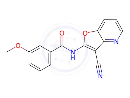 Chemical structure of N-(3-cyanofuro[3,2-b]pyridin-2-yl)-3-methoxybenzamide