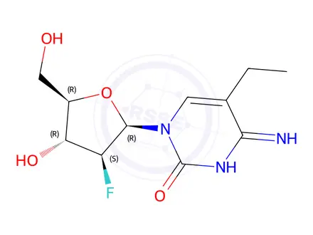 Chemical structure of 4-Amino-1-(2-Deoxy-2-Fluoro-beta-D-Arabinofuranosyl)-5-Ethyl-2(1H)-Pyrimidinone