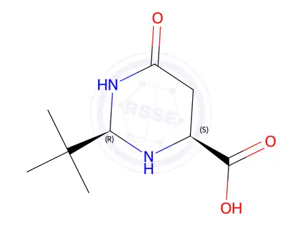 Chemical structure of (2R,4S)-2-(tert-butyl)-6-oxohexahydropyrimidine-4-carboxylic acid