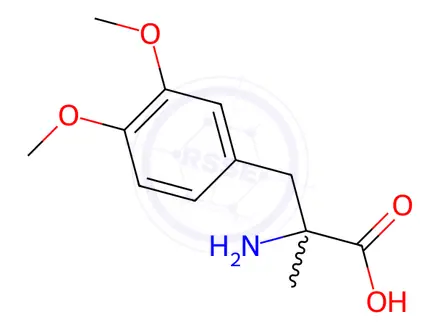 Chemical structure of 2-amino-3-(3,4-dimethoxyphenyl)-2-methylpropanoic acid
