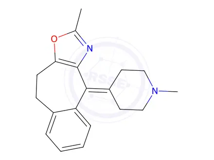 Chemical structure of 9,10-Dihydro-2-methyl-4-(1-methyl-4-piperidylidene)-4H-benzo[5,6]cyclohept[1,2-d]oxazole