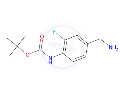 Chemical structure of tert-Butyl (4-(aminomethyl)-2-fluorophenyl)carbamate