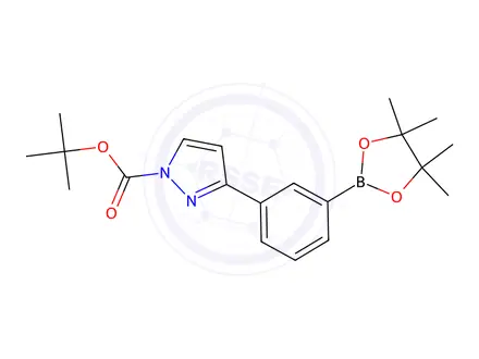 Chemical structure of tert-Butyl 3-(3-(4,4,5,5-tetramethyl-1,3,2-dioxaborolan-2-yl)phenyl)-1H-pyrazole-1-carboxylate
