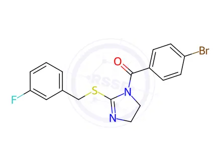 Chemical structure of (4-Bromophenyl)(2-((3-fluorobenzyl)thio)-4,5-dihydro-1H-imidazol-1-yl)methanone