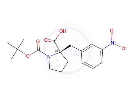 Chemical structure of (R)-1-(tert-butoxycarbonyl)-2-(3-nitrobenzyl)pyrrolidine-2-carboxylic acid