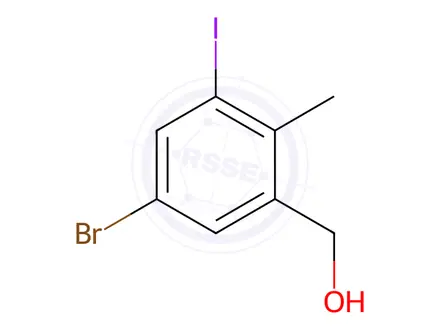 Chemical structure of (5-Bromo-3-iodo-2-methylphenyl)methanol