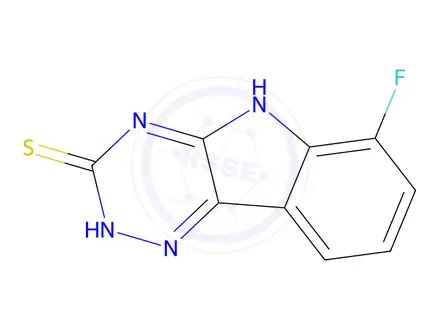 Chemical structure of 6-fluoro-5H-[1,2,4]triazino[5,6-b]indole-3-thiol