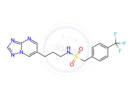 Chemical structure of N-(3-([1,2,4]Triazolo[1,5-a]pyrimidin-6-yl)propyl)-1-(4-(trifluoromethyl)phenyl)methanesulfonamide