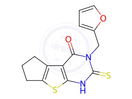 Chemical structure of 3-(Furan-2-ylmethyl)-2-mercapto-3,5,6,7-tetrahydro-4h-cyclopenta[4,5]thieno[2,3-d]pyrimidin-4-one