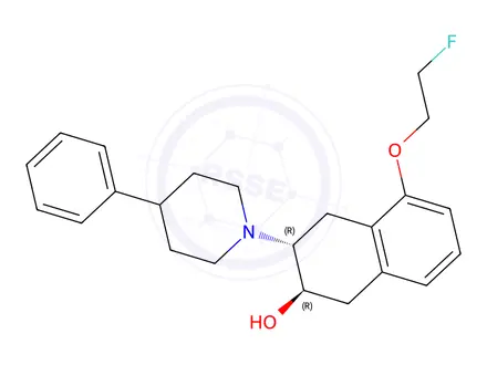 Chemical structure of (-)-(2R,3R)-TRANS-2-HYDROXY-3-(4-PHENYLPIPERIDINO)-5-(2-FLUOROETHOXY)-TETRALIN