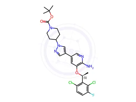 Chemical structure of tert-Butyl (S)-4-(4-(6-amino-5-(1-(2,6-dichloro-3-fluorophenyl)ethoxy)pyridin-3-yl)-1H-pyrazol-1-yl)piperidine-1-carboxylate