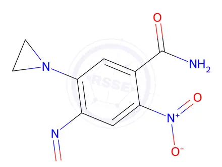 Chemical structure of 5-aziridin-1-yl-2-nitro-4-nitroso-benzamide