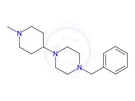 Chemical structure of Piperazine, 1-(1-methyl-4-piperidinyl)-4-(phenylmethyl)-