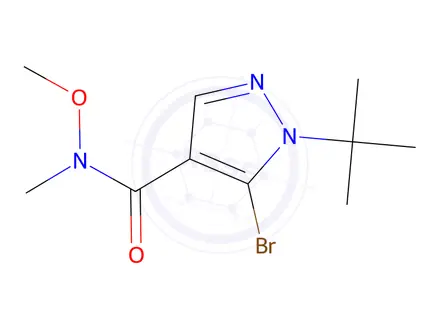 Chemical structure of 5-Bromo-1-(tert-butyl)-N-methoxy-N-methyl-1H-pyrazole-4-carboxamide