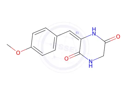 Chemical structure of (3E)-3-[(4-Methoxyphenyl)methylidene]piperazine-2,5-dione