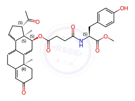 Chemical structure of progesterone 12-succinyltyrosine methyl ester