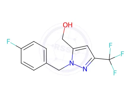 Chemical structure of 1-(4-fluorobenzyl)-3-(trifluoromethyl)-1H-pyrazol-5-yl]methanol