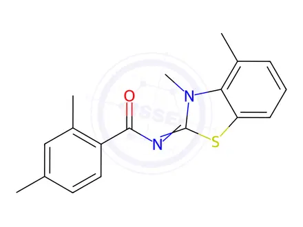 Chemical structure of N-(3,4-Dimethylbenzo[d]thiazol-2(3H)-ylidene)-2,4-dimethylbenzamide