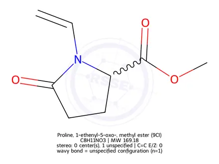 Chemical structure of Proline, 1-ethenyl-5-oxo-, methyl ester (9CI)