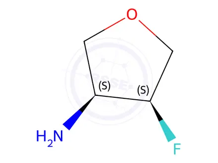 Chemical structure of (3S,4S)-4-fluorotetrahydrofuran-3-amine