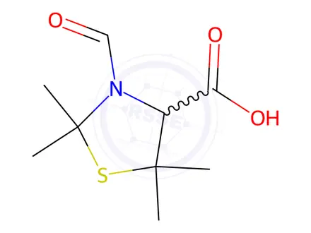 Chemical structure of 3-Formyl-2,2,5,5-tetramethyl-1,3-thiazolidine-4-carboxylic Acid
