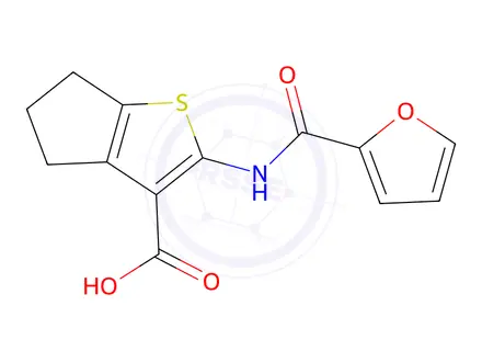 Chemical structure of 2-(Furan-2-amido)-4H,5H,6H-cyclopenta[b]thiophene-3-carboxylic Acid