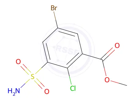 Chemical structure of methyl 5-bromo-2-chloro-3-sulfamoylbenzoate