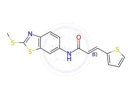 Chemical structure of N-(2-(Methylthio)benzo[d]thiazol-6-yl)-3-(thiophen-2-yl)acrylamide