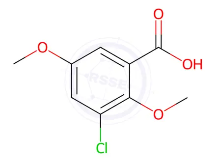 Chemical structure of Benzoic acid, 3-chloro-2,5-dimethoxy-
