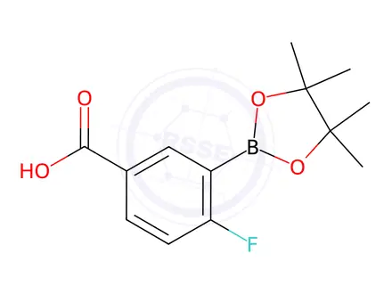 Chemical structure of 4-Fluoro-3-(4,4,5,5-tetramethyl-1,3,2-dioxaborolan-2-yl)benzoic acid
