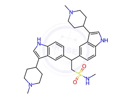 Chemical structure of 2,2-Bis-[3-(1-methylpiperidin-4-yl)-1H-indol-5-yl]ethanesulfonic Acid Methylamide