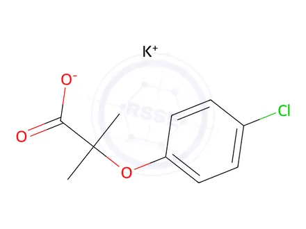 Chemical structure of potassium 2-(4-chlorophenoxy)-2-methylpropionate