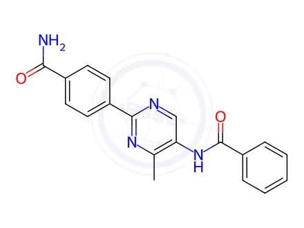 Chemical structure of Benzamide, N-[2-[4-(aminocarbonyl)phenyl]-4-methyl-5-pyrimidinyl]-