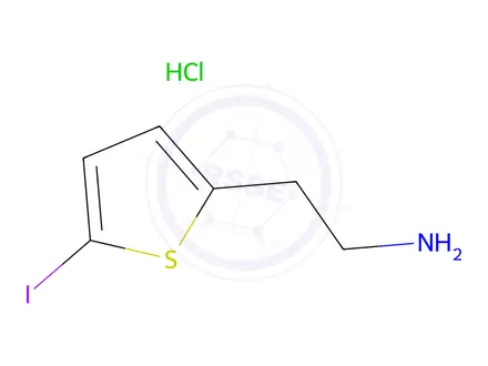 Chemical structure of 2-(5-iodothiophen-2-yl)ethan-1-amine hydrochloride
