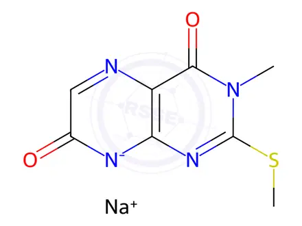 Chemical structure of 3-Methyl-2-methylthio-4,7(3H,8H)-pteridinedione, Sodium Salt
