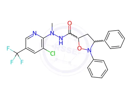 Chemical structure of N'-(3-chloro-5-(trifluoromethyl)pyridin-2-yl)-N'-methyl-2,3-diphenylisoxazolidine-5-carbohydrazide