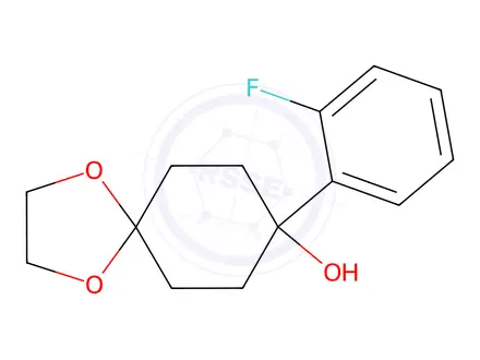 Chemical structure of 8-(2-fluorophenyl)-1,4-dioxaspiro[4.5]decan-8-ol