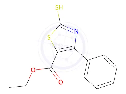Chemical structure of Ethyl 2-mercapto-4-phenyl-1,3-thiazole-5-carboxylate